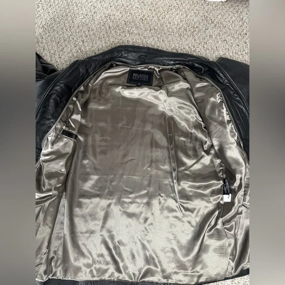 Wilsons Leather Pelle Studion Black Leather Jacket with Collared Neckline size M - Picture 10 of 12